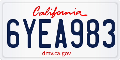 CA license plate 6YEA983