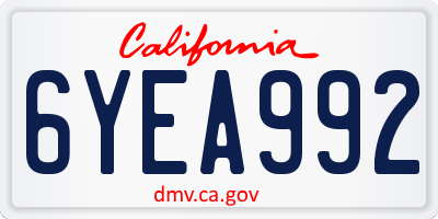CA license plate 6YEA992