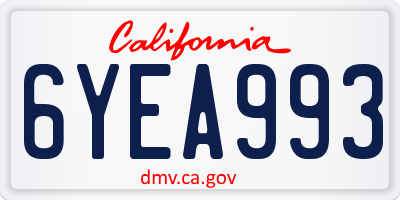 CA license plate 6YEA993