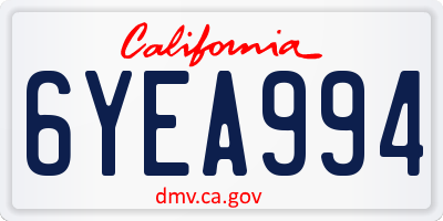 CA license plate 6YEA994