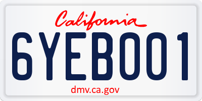 CA license plate 6YEB001