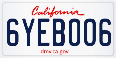 CA license plate 6YEB006