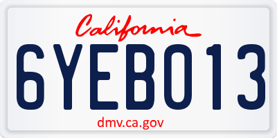 CA license plate 6YEB013