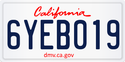 CA license plate 6YEB019