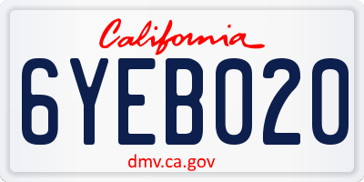 CA license plate 6YEB020