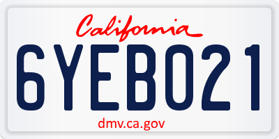 CA license plate 6YEB021