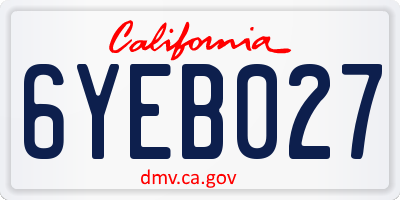 CA license plate 6YEB027