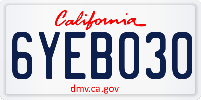 CA license plate 6YEB030