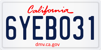 CA license plate 6YEB031