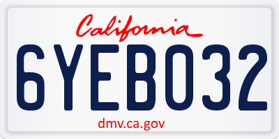 CA license plate 6YEB032