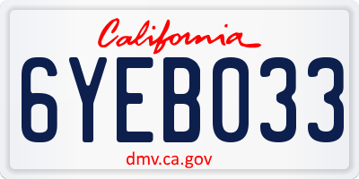 CA license plate 6YEB033