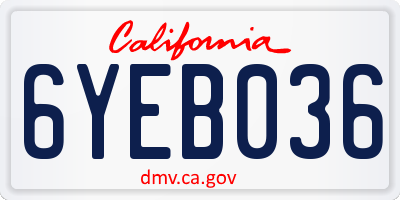 CA license plate 6YEB036