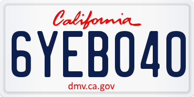 CA license plate 6YEB040