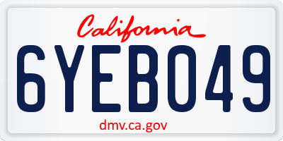 CA license plate 6YEB049
