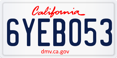 CA license plate 6YEB053