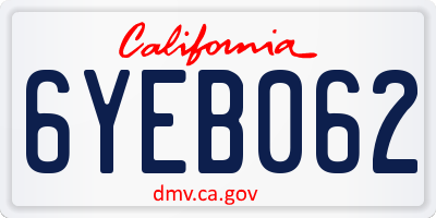 CA license plate 6YEB062