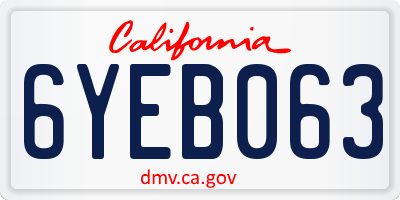 CA license plate 6YEB063