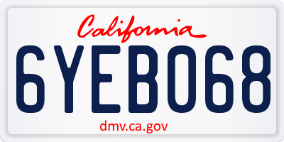CA license plate 6YEB068