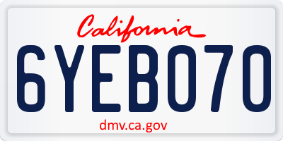 CA license plate 6YEB070
