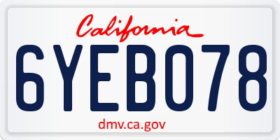 CA license plate 6YEB078