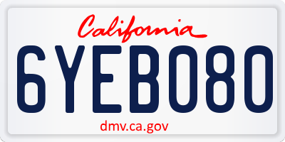 CA license plate 6YEB080