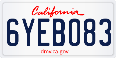 CA license plate 6YEB083