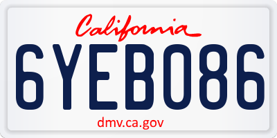 CA license plate 6YEB086