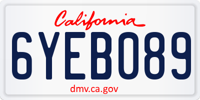 CA license plate 6YEB089