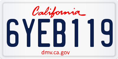 CA license plate 6YEB119
