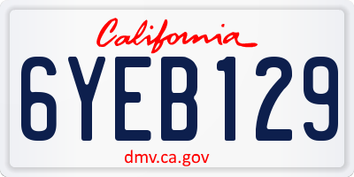 CA license plate 6YEB129