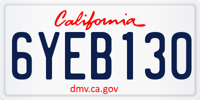 CA license plate 6YEB130