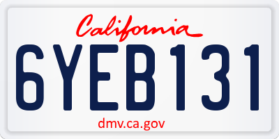 CA license plate 6YEB131