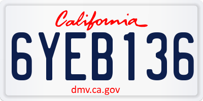 CA license plate 6YEB136