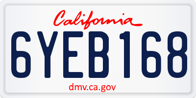 CA license plate 6YEB168