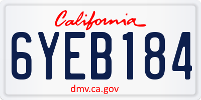CA license plate 6YEB184