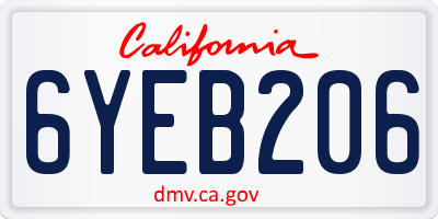 CA license plate 6YEB206