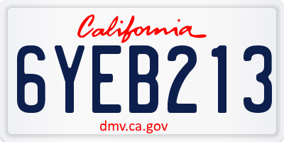 CA license plate 6YEB213