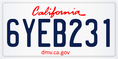 CA license plate 6YEB231