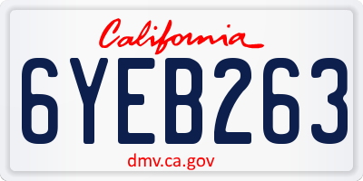 CA license plate 6YEB263