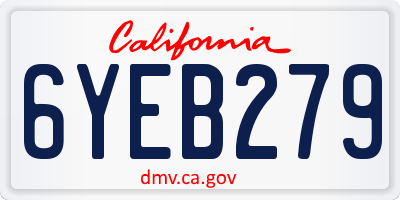 CA license plate 6YEB279