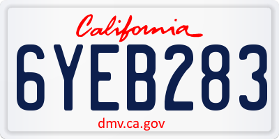 CA license plate 6YEB283