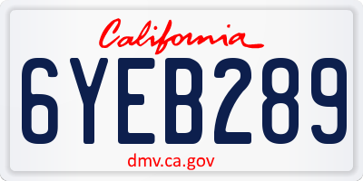 CA license plate 6YEB289