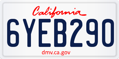 CA license plate 6YEB290