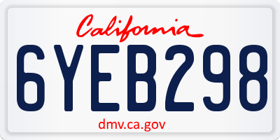 CA license plate 6YEB298