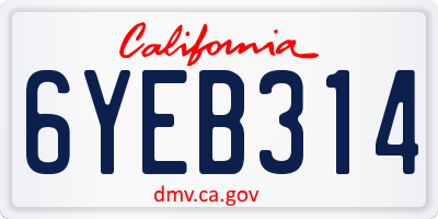 CA license plate 6YEB314