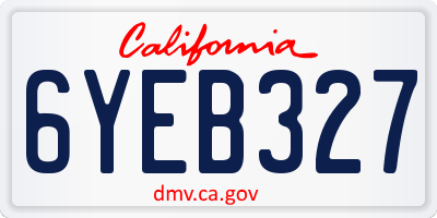 CA license plate 6YEB327
