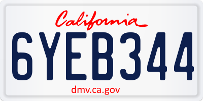 CA license plate 6YEB344