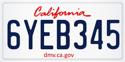 CA license plate 6YEB345