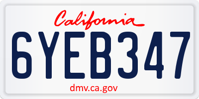 CA license plate 6YEB347