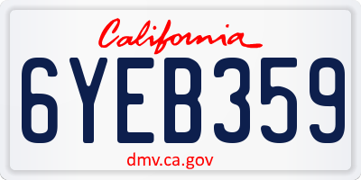 CA license plate 6YEB359